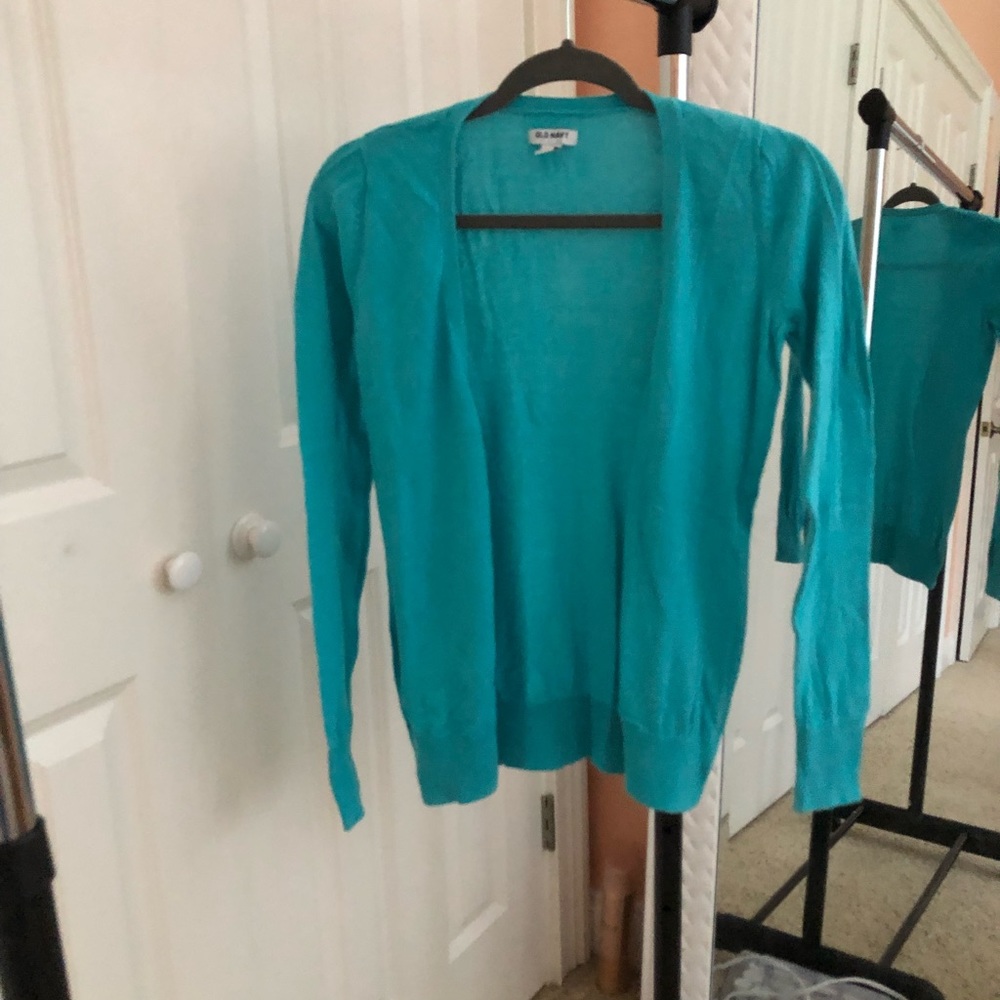 Teal button up cardigan